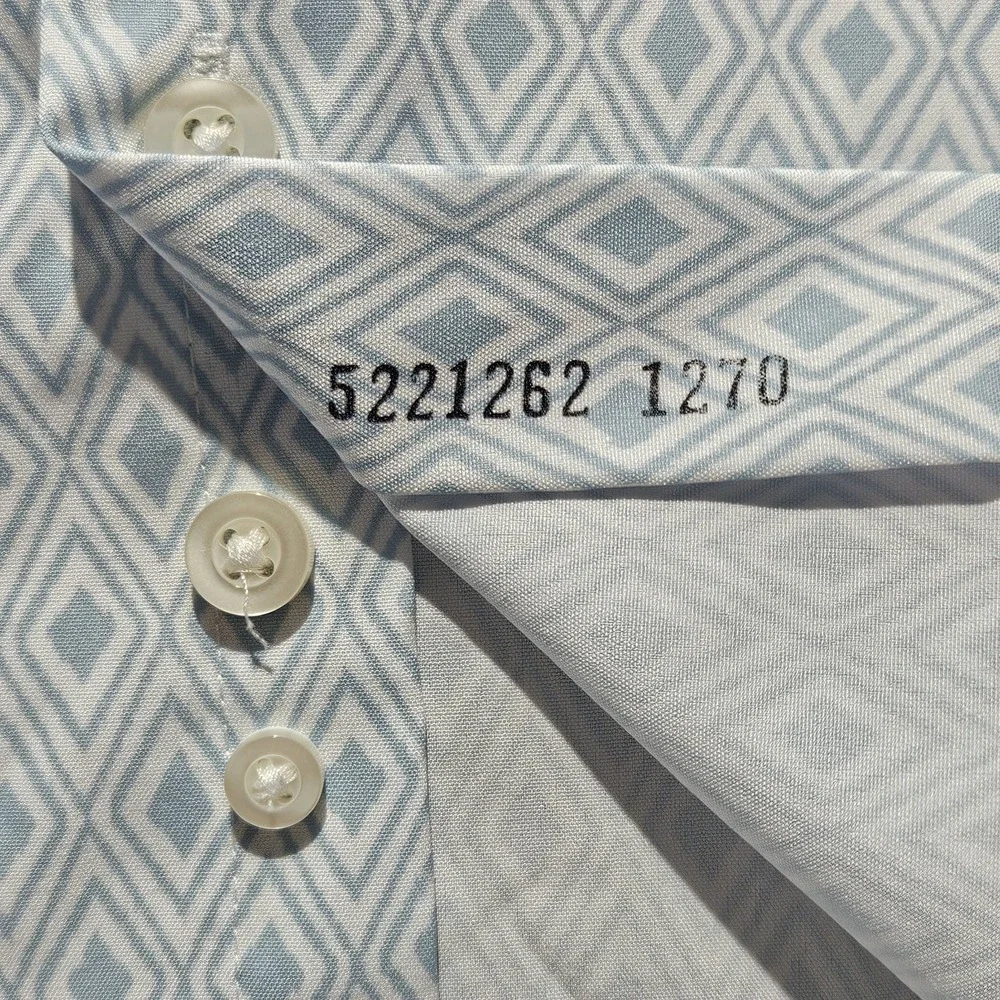 JF J. Ferrar Stretch Slim Fit Dress Shirt Mens Medium 15-15.5 Blue Geometric